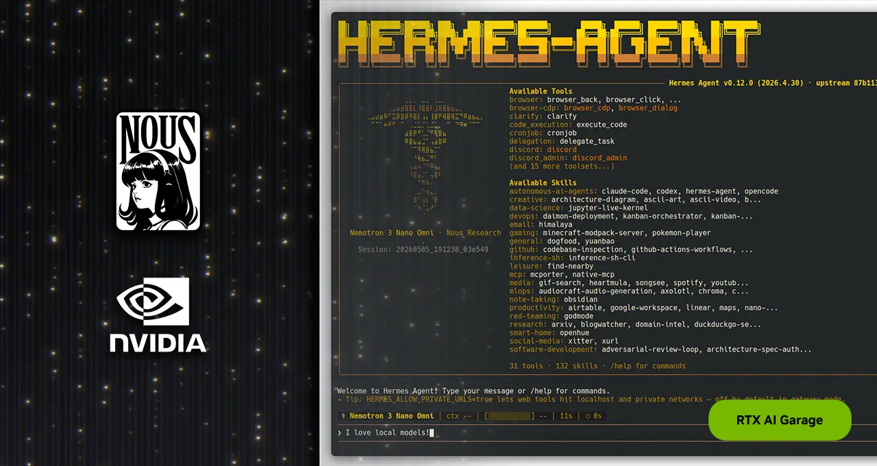 Hermes Agent 运行在 RTX 硬件上